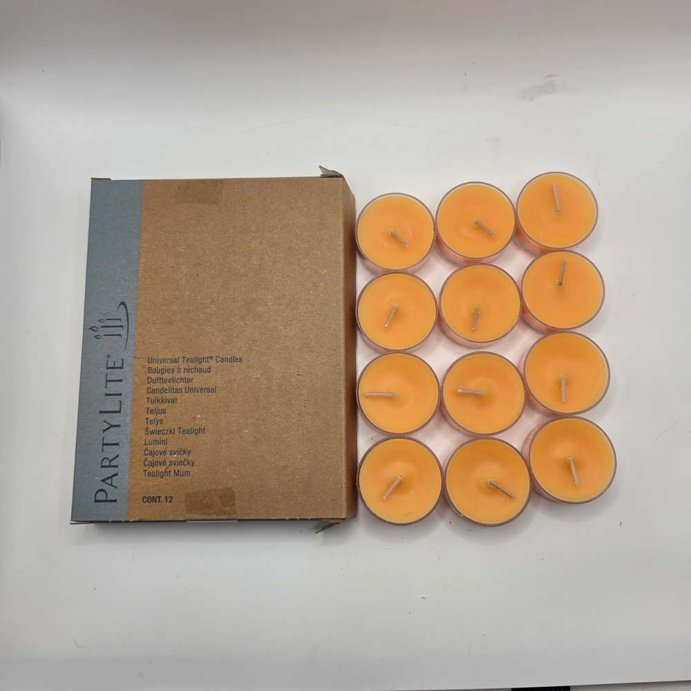 PartyLite Universal Tealight Candles 12 Pack Autumn Glow Orange V04776